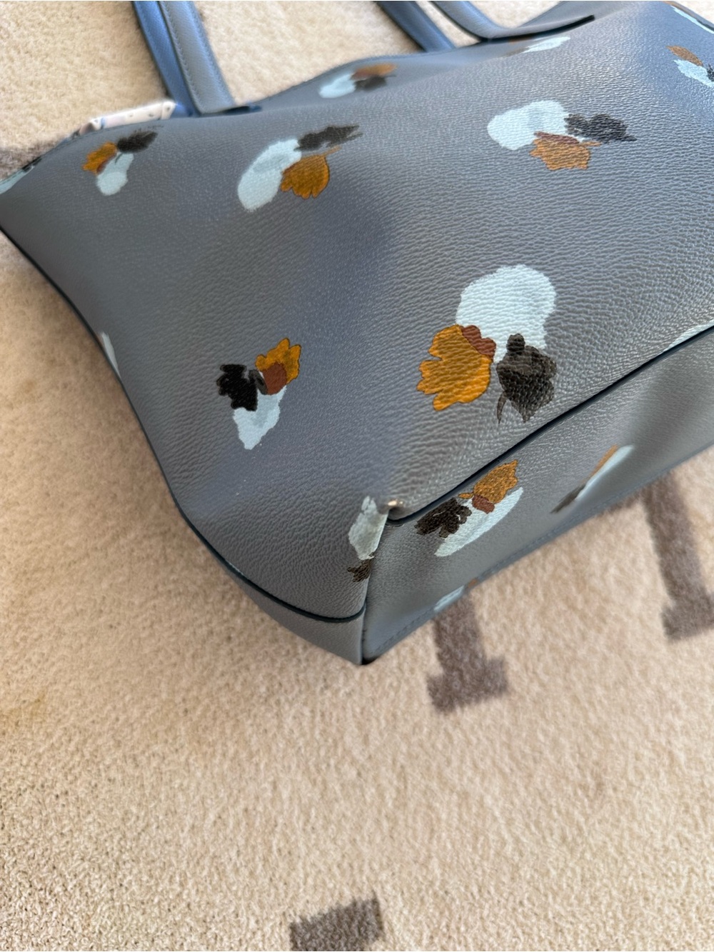 Coach Floral Print Leather Tote Bag in Light Blue 2016 Coach Taylor tote - Picture 7 of 16